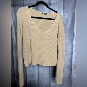 Wild Fable Beige V-Neck Sweater